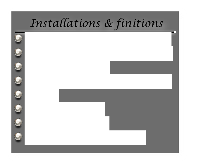  Installations & finitions￼
 Accastillage, peinture & lettrage
 Protections des entrées de turbine
 Montage des trains
 Installation des turbines & hélices
 Câblage
 Montage des jupes
 Poids & équilibrage
 Programmation de la radio