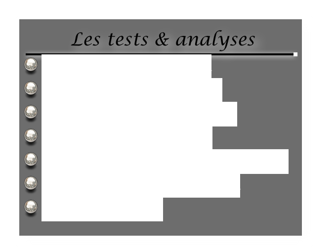  Les tests & analyses
￼
 1er test de sustentation
 Elimination de la dérive
 Stabilité & franchissement
 Sustentation en piscine
 Sustentation, puissance & réglage
 Le réglage de la propulsion
 Test en eau vive