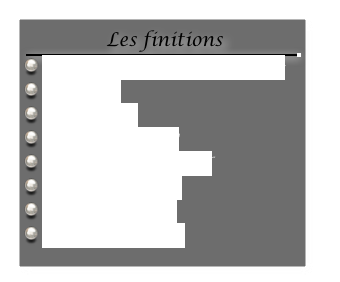  Les finitions
￼
 Isolation des tuyauteries vapeur
 Le câblage
 Les figurines
 Les plaques "Nom"
 Réglage du gouvernail
 Finition de la déco
 Lest & équilibrage
 Flotteur de secours